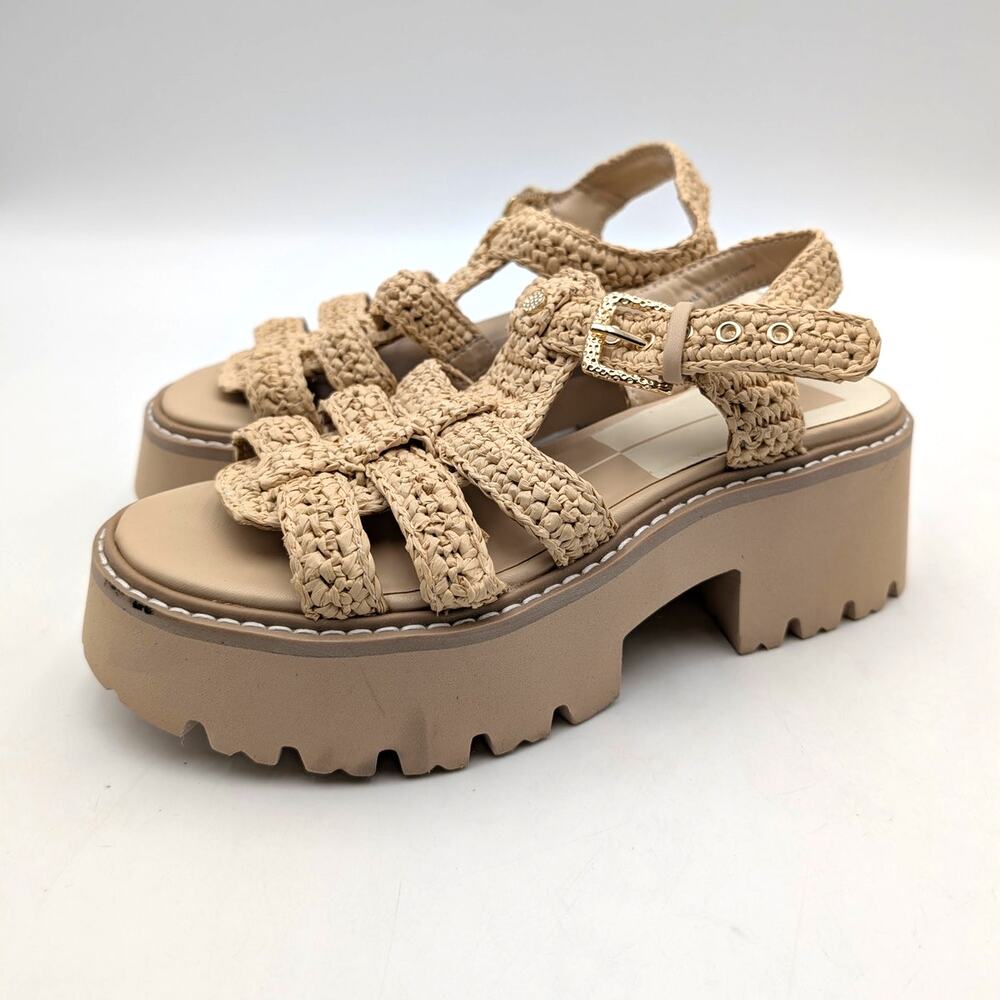 Dolce Vita Latice Strappy Sandals Open Toe Women's Raffia Size US6.5 EU37